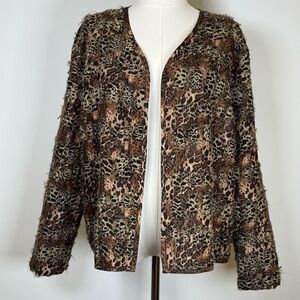 NWT Chico’s Women’s Size 1 (Medium/Size 8) Silk Open Front Jacket Animal Print